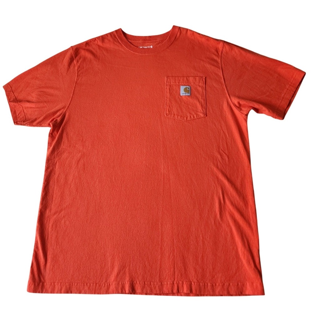 Carhartt K87 Mens Loose Fit Pocket T-Shirt Orange Cotton Short Sleeve Large